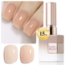 Double Rhythm Translucent Gel Polish Sheer Neutral Natural Light Milky Same Color Same Bottle 15ML Jelly UV Polish Nail Art DIY at Home (Jelly Nude Brown-A1492) Infinity Warehouse