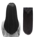 18 inches Clip in Hair Extensions Remy Human Hair - 7pcs 120g Silky Straight Thick 100% Real Black Human Hairpieces Clip on for Women Beauty