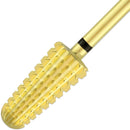 PANA Nail Carbide Volcano Bit - Two Way Rotate use for Both Left and Right Handed - Fast remove Acrylic or Hard Gel - 3/32" Shank - Manicure, Nail Art, Drill Machine (Extra Coarse, Gold) PANA