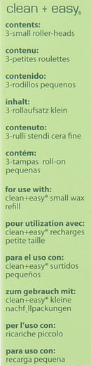 Clean + Easy Small Roller Head For Use With Roll-On Wax Refill, Perfect For Hair Removal On Small Areas, for Eyebrows, Upper Lip and Chin, Disposable and Easy to Use, DIY Waxing, 3-pack Clean + Easy