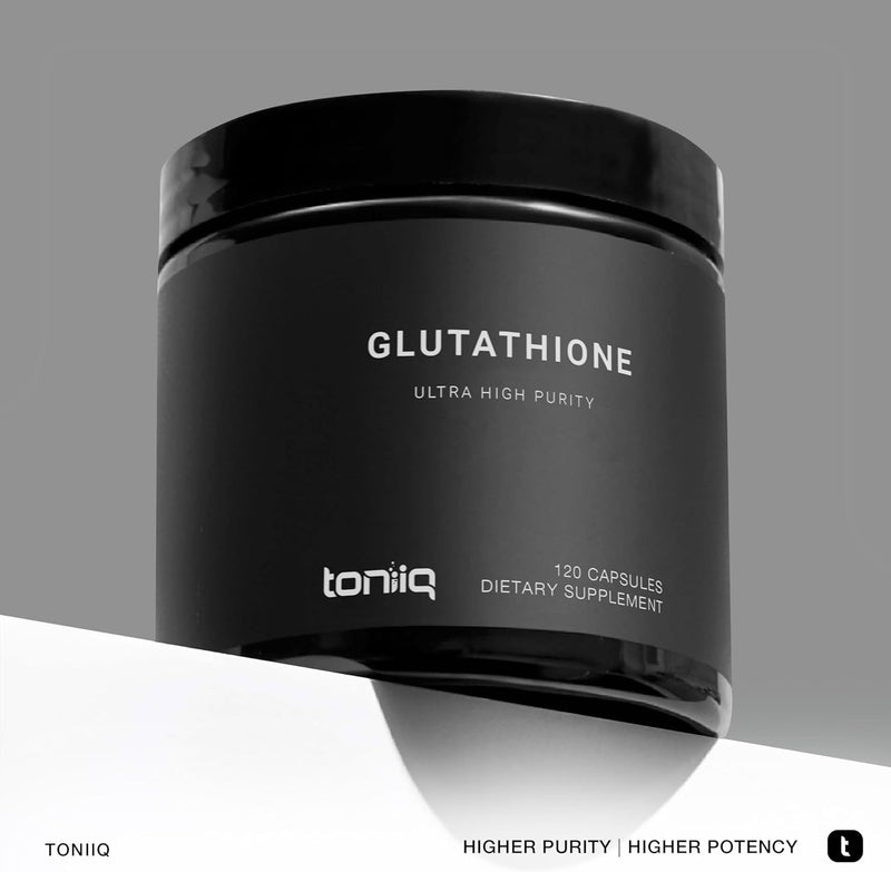 Toniiq Ultra High Strength Glutathione Capsules - 1000mg Concentrated Formula - 98%+ Highly Purified and Bioavailable - Non-GMO Fermentation - 120 Capsules Reduced Glutathione Supplement Infinity Warehouse
