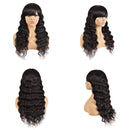 Human Hair Wigs with Bangs for Black Women 150% Density Loose Deep Wave None Lace Front Wigs Machine Made Wigs Glueless 100% Unprocessed Brazilian Virgin Human Hair Wigs (14 inch) Borchan