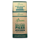 Natural Dental Floss Picks - Eco Friendly Cruelty Free & Vegan Tooth Flossers Pick Set with Biodegradable and Compostable BPA Free Handle & Zero Waste Packaging - 200 Pack (Bamboo Charcoal Flavored) BAMBOEARTH
