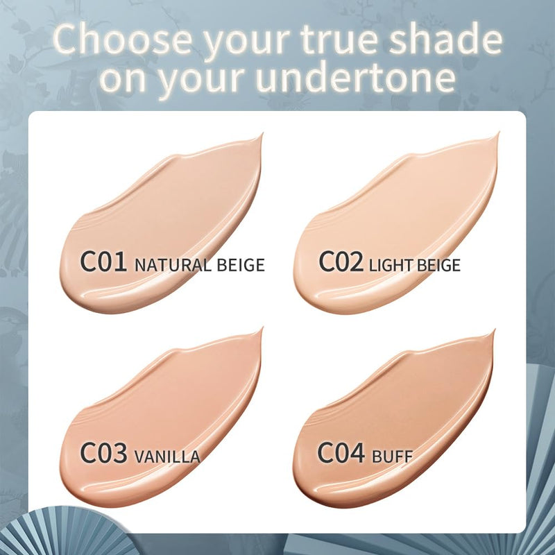 Catkin Phoenix Cushion Foundation Buildable Coverage Anti-Aging Serum Makeup, Sheer Satin Finish, Refill Included, Light Beige 0.46 Oz x 2, C01 NATURAL Infinity Warehouse