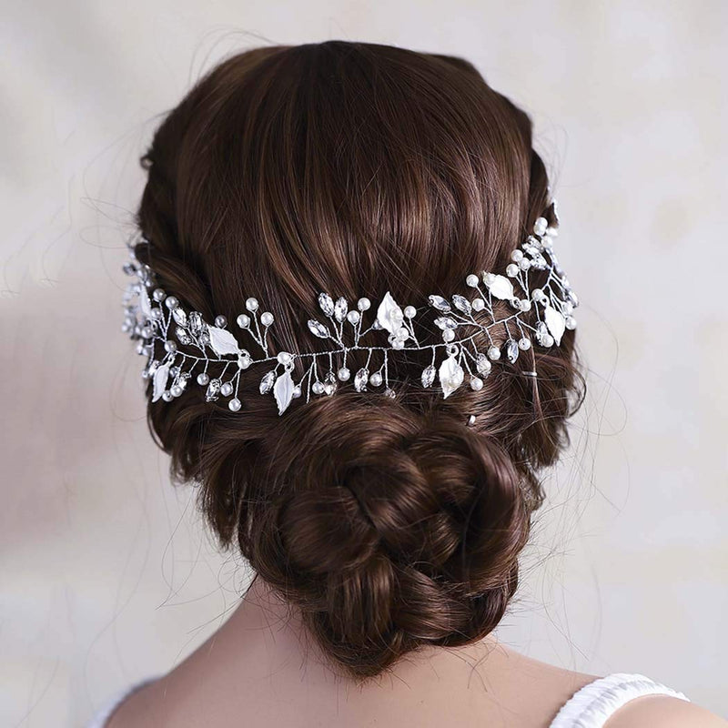 Wedding Headband Silver Hair Vines Bridal Crystal Headpiece Hair Accessories Jewelry for Brides and Bridesmaids Asooll