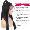Flady 4/27 Lace Front Human Hair Wigs for Black Women 150% Density Highlight Straight HD Transparent Lace Wig Human Hair Pre Plucked Bleached Knots Flady
