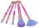 Myxx Iridescent Pink Faux Snakeskin Pattern Makeup Bag with 4 Piece Glitter Brush Set Myxx