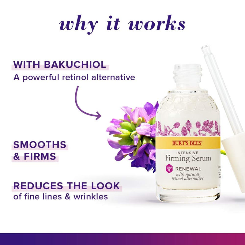 Face Serum, Burt's Bees Retinol Alternative, Facial Care with Hyaluronic Acid, Intensive Firming Skin Care, 1 Ounce Burt's Bees