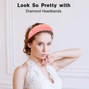 Hestiasko Fashion Diamond Headbands - Sparkling Rhinestone Headband Bling Hair Bands Durable Handmade Hairbands for Women Girls, Pink Hestiasko