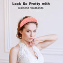 Rhinestone Headbands,Hestiasko Fashion Rhinestone Padded Headband Sparkling Diamond Headband Bling Headbands Beaded Headband Durable Handmade Hairbands for Women Girls,Pink Hestiasko