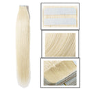 Tape in Human Hair Extensions Platinum Blonde 20pcs 30g for Highlighted 12 inch Long Remy Hair Seamless Double Sided Tape on Rooted Skin Weft for Women 12inch