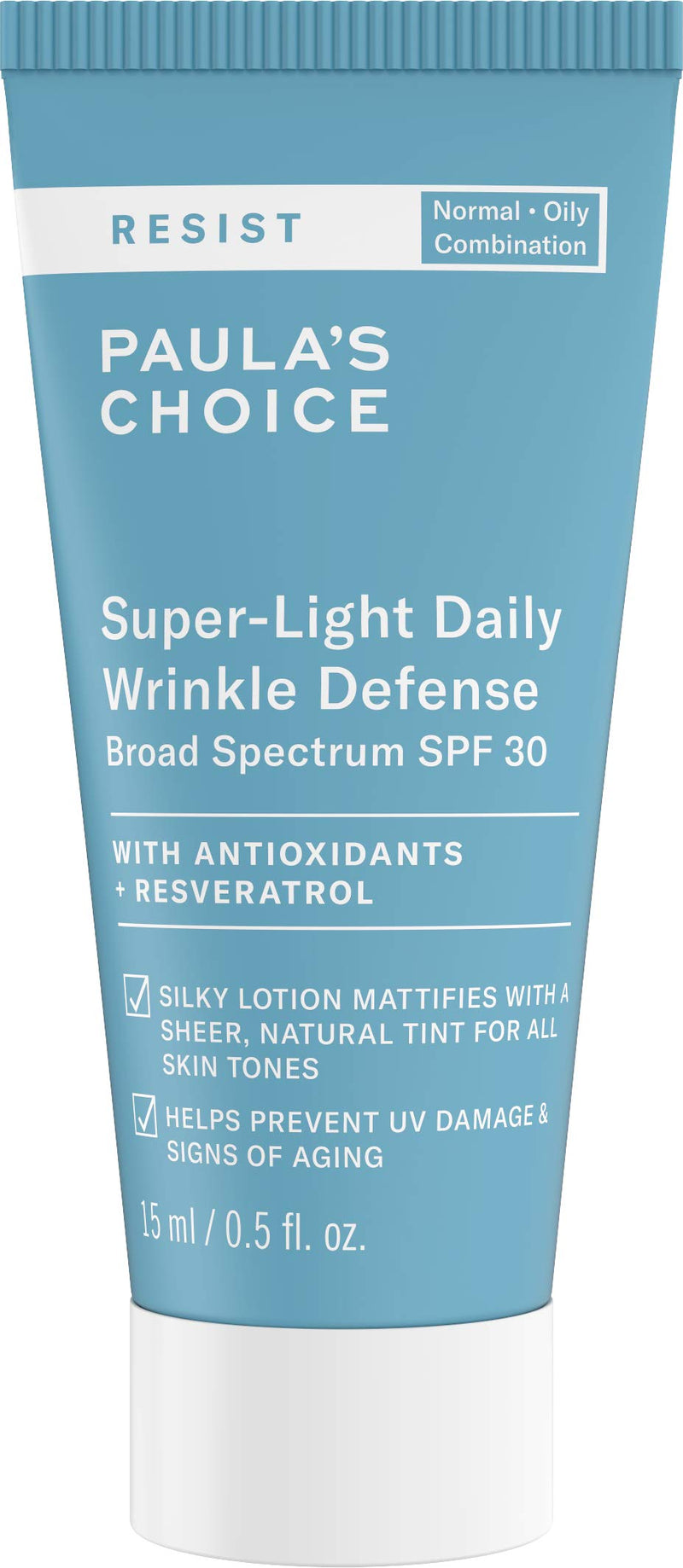 Paula's Choice RESIST Super-Light Daily Wrinkle Defense SPF 30 Matte Tinted Face Moisturizer with UVA & UVB Protection, Anti-Aging Sunscreen for Oily Skin, Travel Size Paula's Choice
