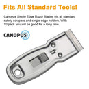 CANOPUS Single Edge Industrial Razor Blades, Safety Straight Edge Razor, %100 Made in USA, Box & Carton Cutter Replacement Blades, Glass and Paint Scraper Razor Blades (10 Pieces) CANOPUS