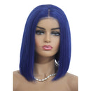 Short Bob Wigs Royal Blue T-Part Lace Front Human Hair Wigs Middle Part Pre Plucked Hairline with Baby Hair,Straight Brazilian Real Human Hair Lace Part Bob Wigs for Women Bleach Knots 180% Density 8" Ubetta Store