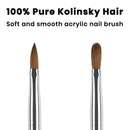 Beetles Acrylic Nail Brush 100% Pure Kolinsky Hair, Bristles Acrylic Powder Nail Oval Crimped Shaped Nail Art Brush for Acrylic Nail Kit and Poly Nail Extension Gel Manicure