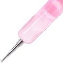 Ivy-L Premium 2 Way French Gel Acrylic Nail Art Kolinsky Brush with Dotting Tool for Professional Manicure Cuticle Clean up Nail Art Design (Size 10, Pink Marble) Ivy L