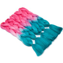 24 Inch Ombre Jumbo Braiding Hair Extensions Jumbo Braid Hair Ombre Long Jumbo Braids For Box Twist Braid Crochet Hair High Temperature Fiber 3 Tone Colored ( 3 Bundles, Dark Pink to Lake Blue ) S-noilite