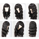 Body Wave Human Hair Wigs with Bangs 100% Brazilian Virgin Human Hair Wigs 130% Density None Lace Front Wigs Glueless Remy Human Hair for Black Women Natural Color Wig 14 inch Beafay Hair