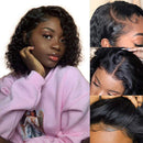 Amella Hair Lace Front Wigs Human Hair Brazilian Short Curly Bob Water Wave 4x4 lace closure Human Hair Wigs for Black Women Pre Plucked with Baby Hair(10 Inch) Amella Store
