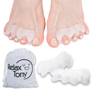 Anatomical Gel Toe Separators, Spreaders & Straighteners- Relieves Foot Pain and Corrects Toes- Pedicure Toe Separator- Used as Toe Guards, Toe Spacer for Hammer and Overlapping Toes- Bunion Corrector Relax Tony