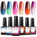Modelones Mood Gel Nail Polish Set- Colors Collection Temperature Color Changing Gel Long-Lasting Glitter Nail Varnish Long Lasting Soak Off U V LED Lamp Manicure for Nail Art 6 Pcs 10 ml modelones Store
