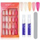Morovan Coffin Press On Nails Medium Length Neutral Press On Nails Acrylic Press On Nails Short Medium Fake Nails With Glue Short Nails Glue On 240 PCS bulk Acrylic Press On Nails With Nail File Morovan
