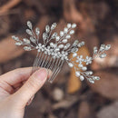 Yean Flower Bride Wedding Hair Comb Silver Crystal Bridal Hair Piece Pearl Hair Clips Hair Accessories for Women and Girls Yean