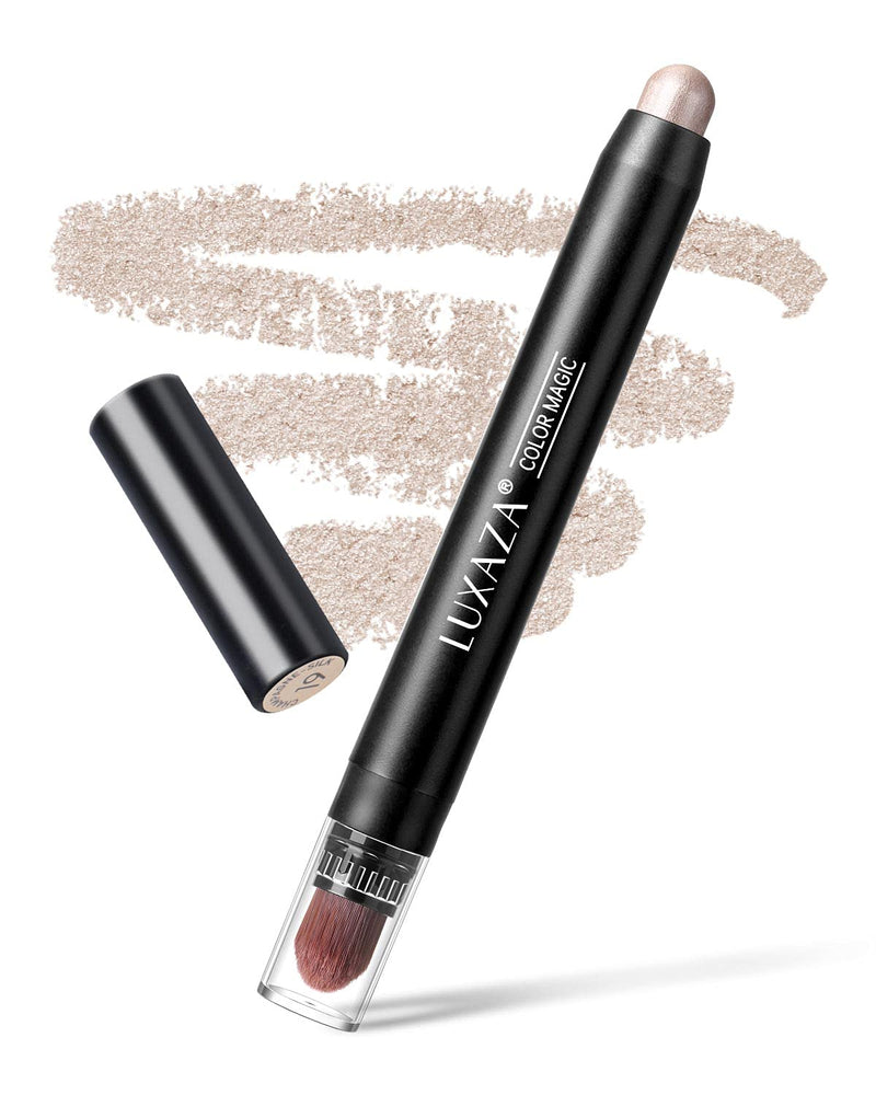 LUXAZA Eyeshadow Stick Cream Shimmer Creamy 2 in 1 Eyeshadow and Eyeliner Pen,Eye Brightener Stick,Highlighting Stick Eye Liner,Easy to Color Waterproof Eyeshadow Perncil Crayon 1Pcs,Champagne-silk LUXAZA