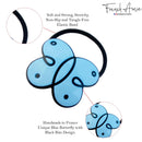 French Amie Butterfly Light Blue with Black Rim 1 3/4" Celluloid Handmade in France Ponytail Non-Slip Flexible Elastic Hair Tie for Girls and Women French Amie