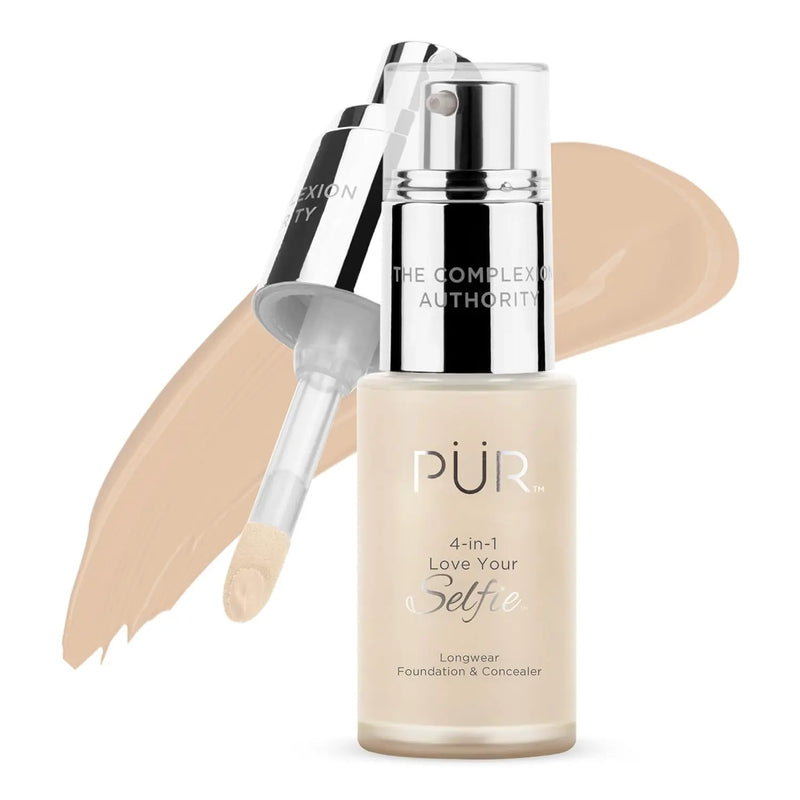 PUR Beauty 4-in-1 Love Your Selfie Foundation & Concealer - Longwear Full Coverage Liquid Makeup Foundation with Hydrating Blend for Refined-Looking, Natural Beauty Glow, Skin Texture & Tone Infinity Warehouse