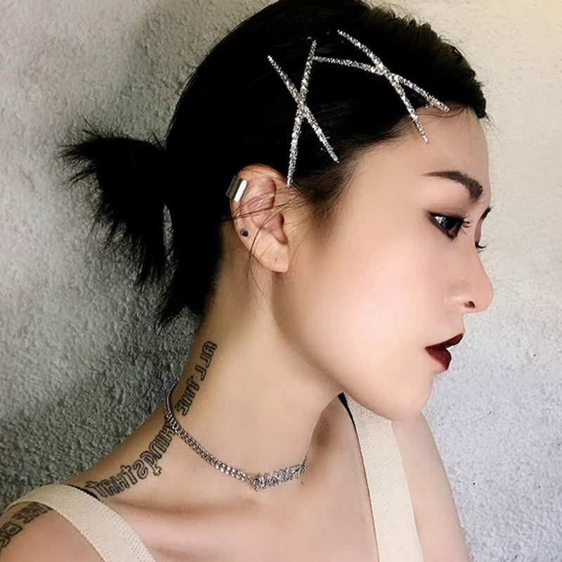 OBTANIM 2 Pcs X Shaped Crystal Hair Pins Cute Metal Shiny Hair Clip Rhinestone Bobby Pin Sparkly Barrette for Women Girls Styling Accessories (Gold) OBTANIM