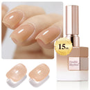 Double Rhythm Translucent Gel Polish Sheer Neutral Natural Light Milky Same Color Same Bottle 15ML Jelly UV Polish Nail Art DIY at Home (Jelly Nude Brown-A1492) Infinity Warehouse