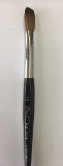 Six Angles - CRIMPED - Black Handle Petal 100% Kolinsky Acrylic Nail Brush (Crimped 12) Six Angles