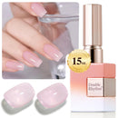 Double Rhythm Translucent Gel Polish Sheer Neutral Natural Light Milky Same Color Same Bottle 15ML Jelly UV Polish Nail Art DIY at Home (Jelly Nude Brown-A1492) Infinity Warehouse