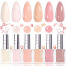 Beetles Jelly Nail Polish Set,6 Colors Pink Nude Jelly Quick Dry Nail Polish Fingernail Fast Drying & Long Lasting Nail Strengthener Polish Gifts for Women Infinity Warehouse