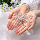 Yean Flower Bride Wedding Hair Comb Silver Crystal Bridal Hair Piece Pearl Hair Clips Hair Accessories for Women and Girls Yean