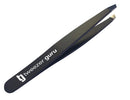 Tweezer Guru Tweezers for Eyebrows - 1 Pack Slant Tip Professional Stainless Steel Eyebrow Tweezers for Women & Men - Great Precision on Brow, Facial Hair & Ingrown Hair (Black) TWEEZER GURU