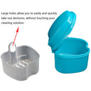 KISEER Denture Bath Case Cup Box Holder Storage Soak Container with Strainer Basket for Travel Cleaning (Light Blue) KISEER