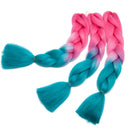 24 Inch Ombre Jumbo Braiding Hair Extensions Jumbo Braid Hair Ombre Long Jumbo Braids For Box Twist Braid Crochet Hair High Temperature Fiber 3 Tone Colored ( 3 Bundles, Dark Pink to Lake Blue ) S-noilite