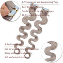 40 PCS Rooted Tape In Hair Extensions Real Human Hair Invisible Seamless Skin Weft Body Wave Highlight Double Side Tape Remy Human Hair Extensions Wavy For Women (16'',100g/40pcs,