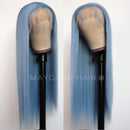 Maycaur Light Blue ace Front Wigs Long Straight Hair 22 Inch Wigs for Fahison Women Synthetic Lace Front Wigs with Natural Hairline Maycaur Store