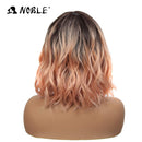 NOBLE Pink Orange Wigs Ombre Bob Curly Wavy Wigs with Air Bangs for Women Synthetic Short Wavy Wigs with Bangs Heat Resistant Synthetic Fiber Wigs for Daily Party Cosplay Costume Wigs NOBLE
