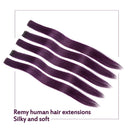 Winsky Purple-red Clip in Colored Hair Extensions 100% Real Human Hair - Straight Highlights Girls Clip on Hairpieces 5 Pieces/Set (18inch, Purple-red） Winsky