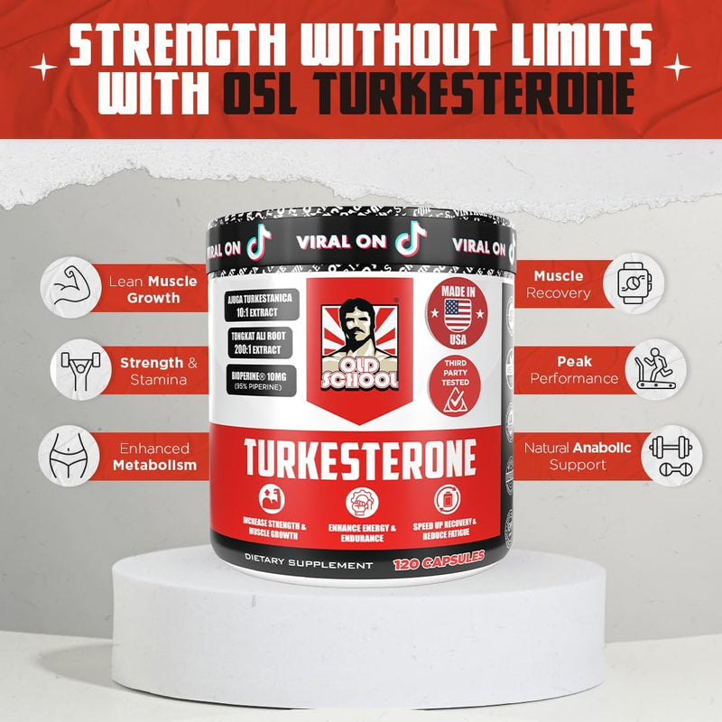 Old School Labs Testosterone Supplement for Men – Turkesterone 1500mg Max Potency + Tongkat Ali & BioPerine® – Muscle Growth, Recovery, Drive & Stamina – 120 Caps, 40 Servings Infinity Warehouse