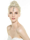 Aukmla White Indian Chain Hair Jewelry Boho Festival Egyptian Head Chain Pendant Headpiece Beads Gold bridal Hairstyle Pearls Christmas for Women and Girls Aukmla
