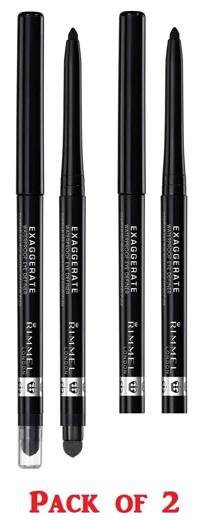 Rimmel Exaggerate Eye Definer Waterproof, 263 Starlit Black- Pack of 2 Rimmel London