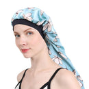 Extra Long Silky Satin Bonnet Sleep Cap Long Bonnet Cap for Braids Hair Loose Cap (Blue Flowers) SuperiMan
