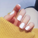 Yalice Square Fake Nails Glossy Short Press on Nails Acrylic Full Cover False Nails for Women and Girls 24Pcs (White) Yalice