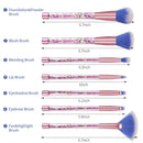 Makeup Brushes, 7PCS Glitter Quicksand Handle Makeup Brush Set for Foundation Powder Blush Eyeshadow with Case Beautiful Pink Purple Cosmetic Brushes G-Texnik