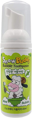 Snow Buddy Kids Bubble Toothpaste Foam with Mint Flavor, Anticavity Low Fluoride (452ppm) Foaming Toothpaste and Mouthwash for Dental Care 45ml (1.52 fl.oz) Snow Buddy